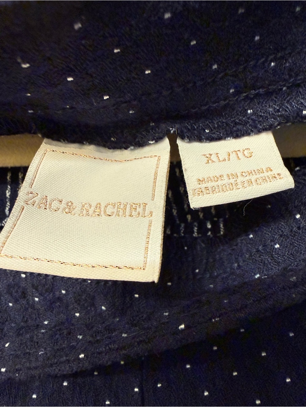 Zac & Rachel Navy pants XL navy with White shiny Polka Dots